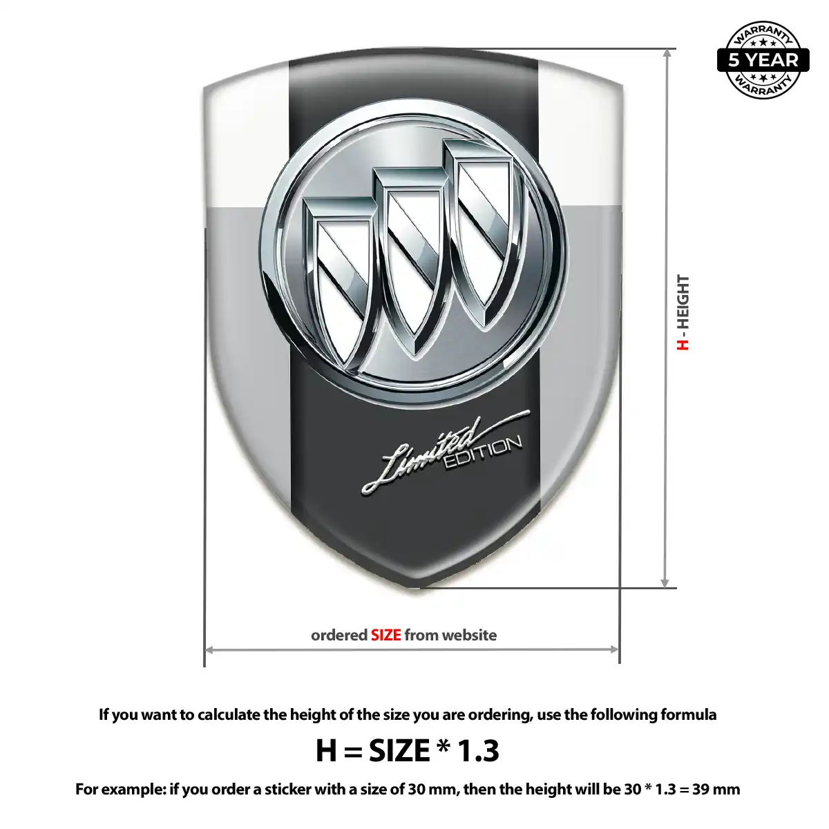 Buick Domed Logo Sticker Resin Luxe