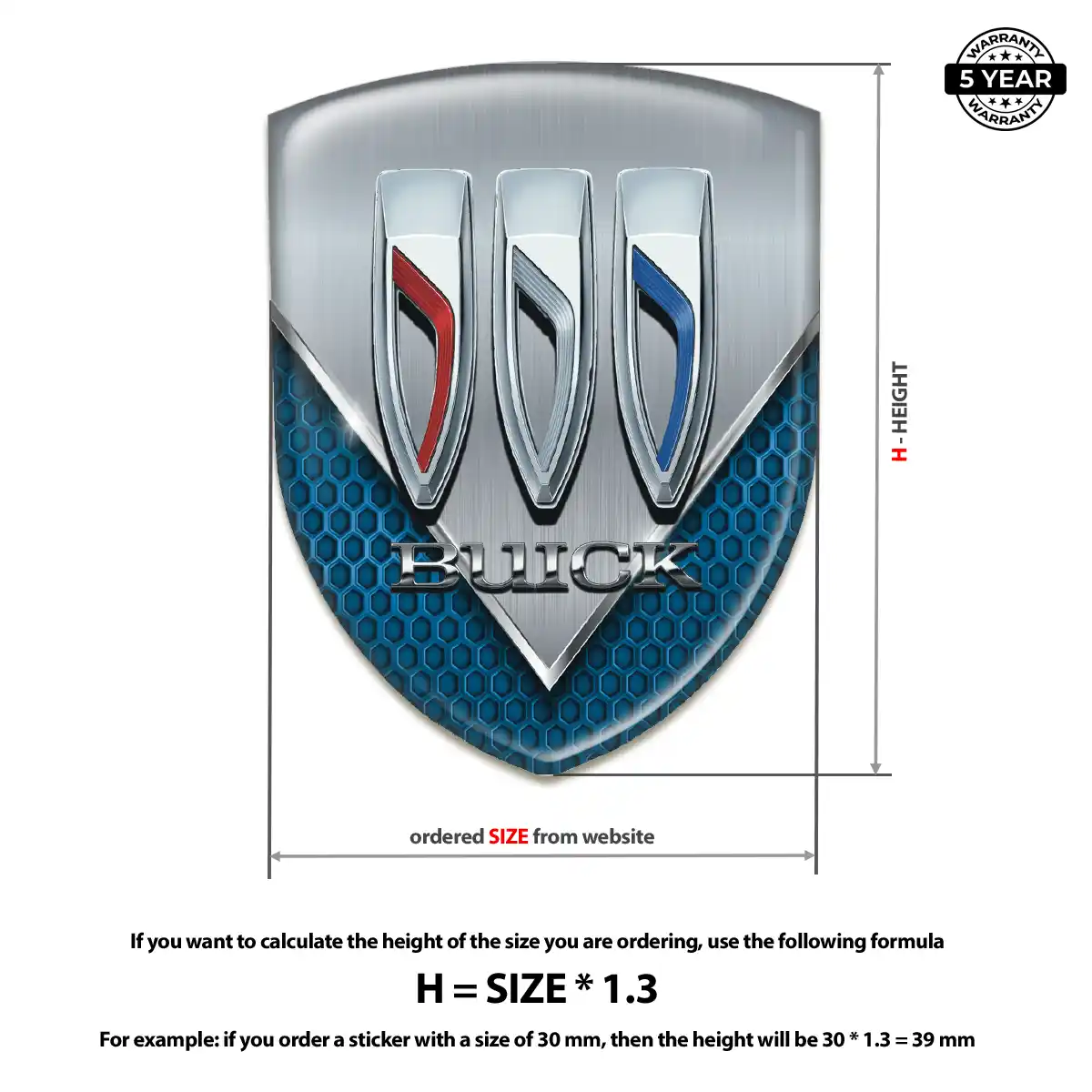 Buick Epoxy Domed Sticker Elite Finish