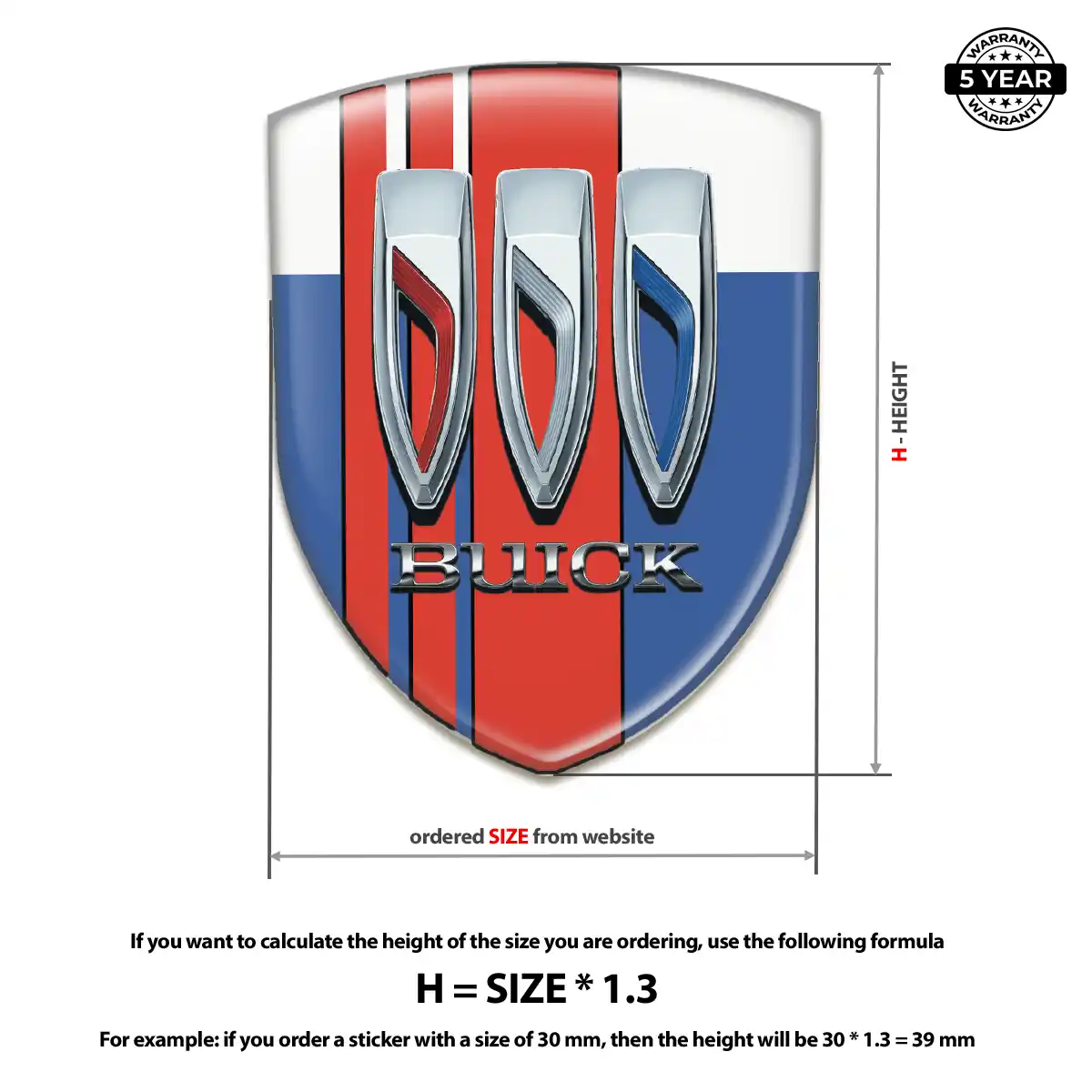Buick Gel Emblem Sticker Premium Dome