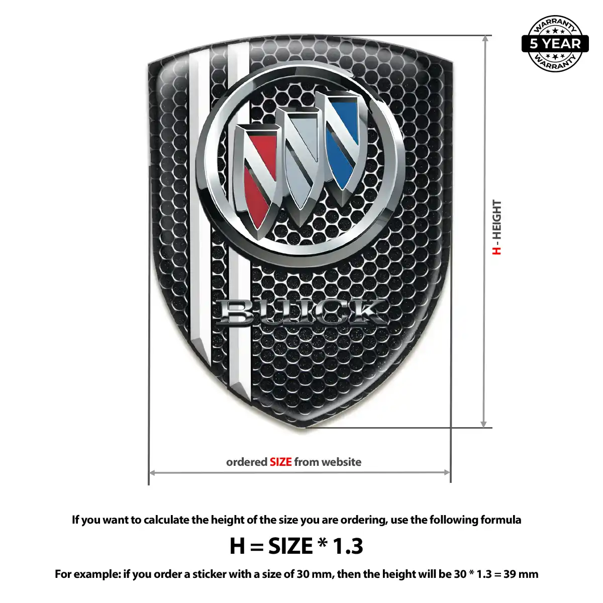 Buick Polyurethane Domed Sticker Interior Luxe
