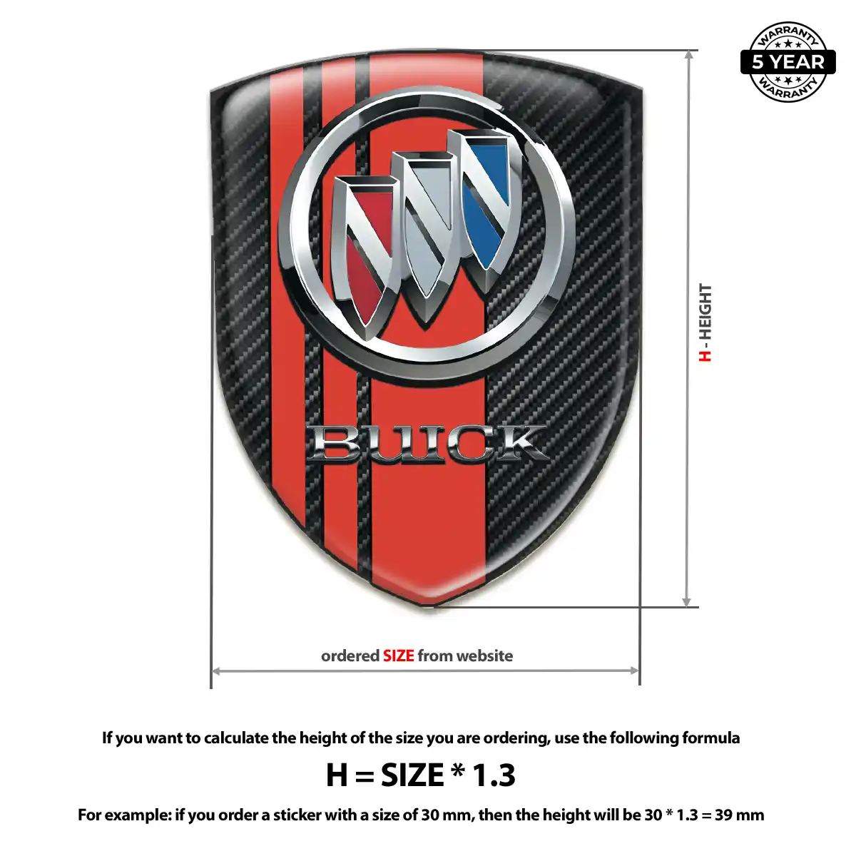 Buick Polyurethane Domed Sticker Prime Quality