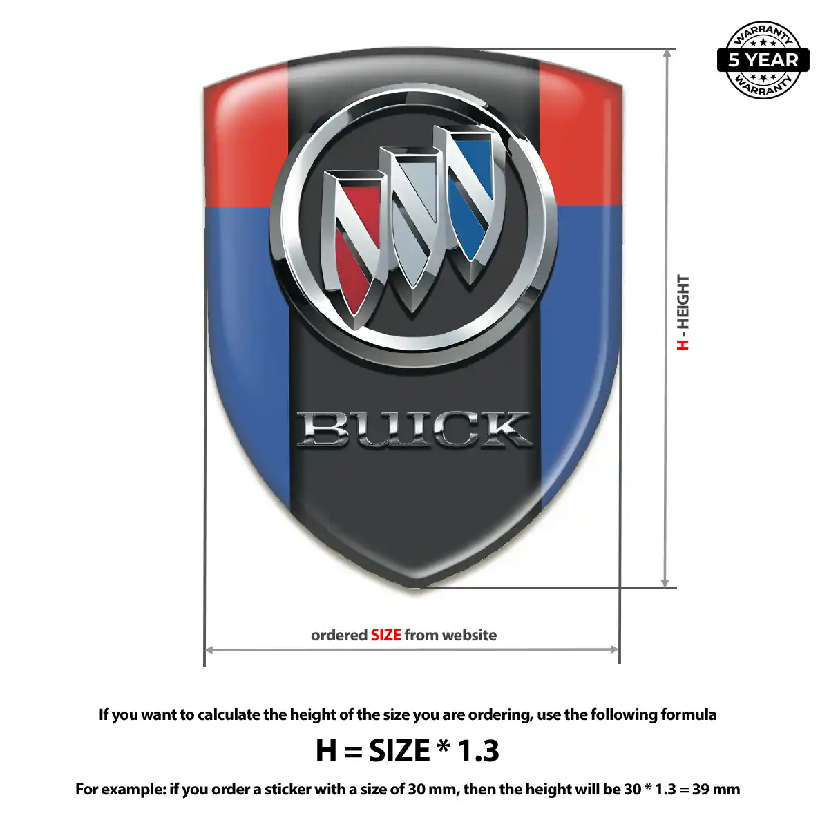Buick Polyurethane Domed Sticker Resin Luxe