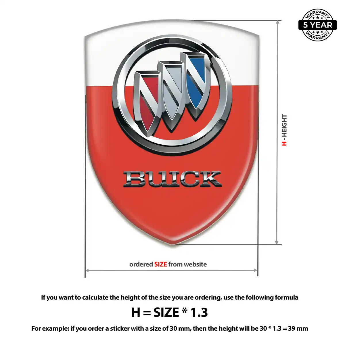 Buick Polyurethane Domed Sticker Sleek Style