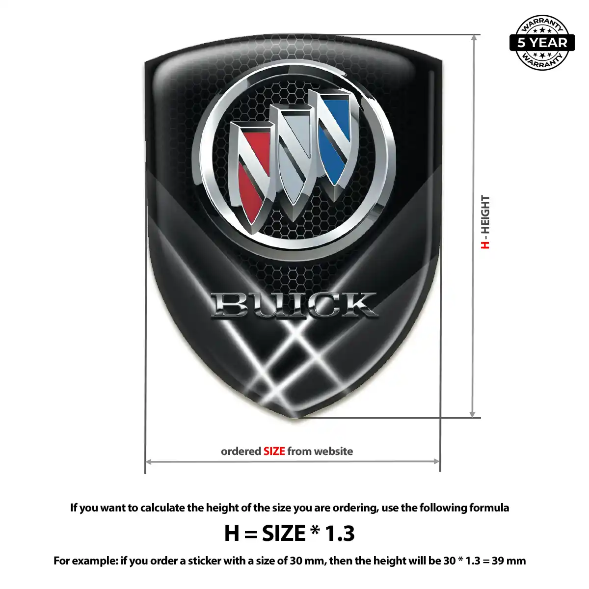 Buick Resin Badge Sticker Sleek Style