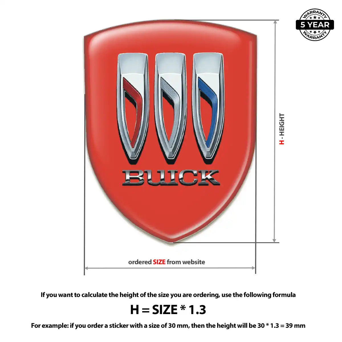 Buick Resin Domed Sticker Sleek Style
