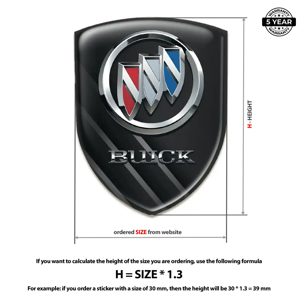 Buick Resin Emblem Sticker Premium Dome