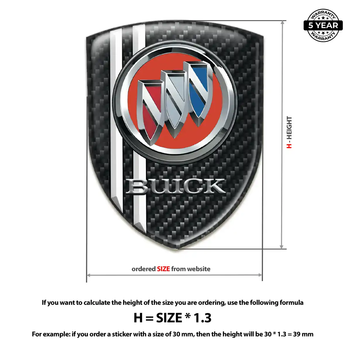 Buick Self Adhesive Emblem Sticker Premium Dome