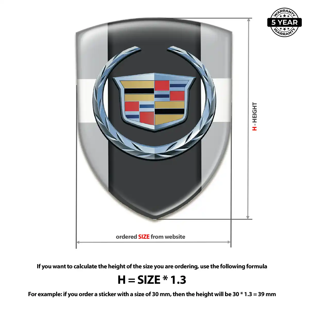 Cadillac 3D Badge Sticker Branded Line