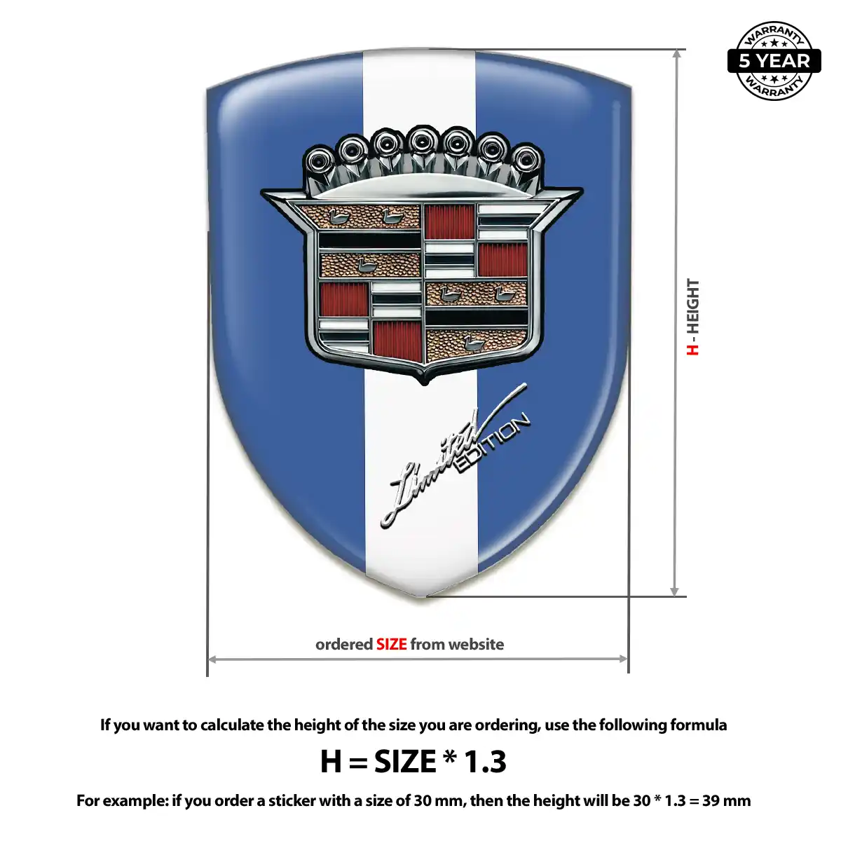Cadillac 3D Badge Sticker Elite Finish