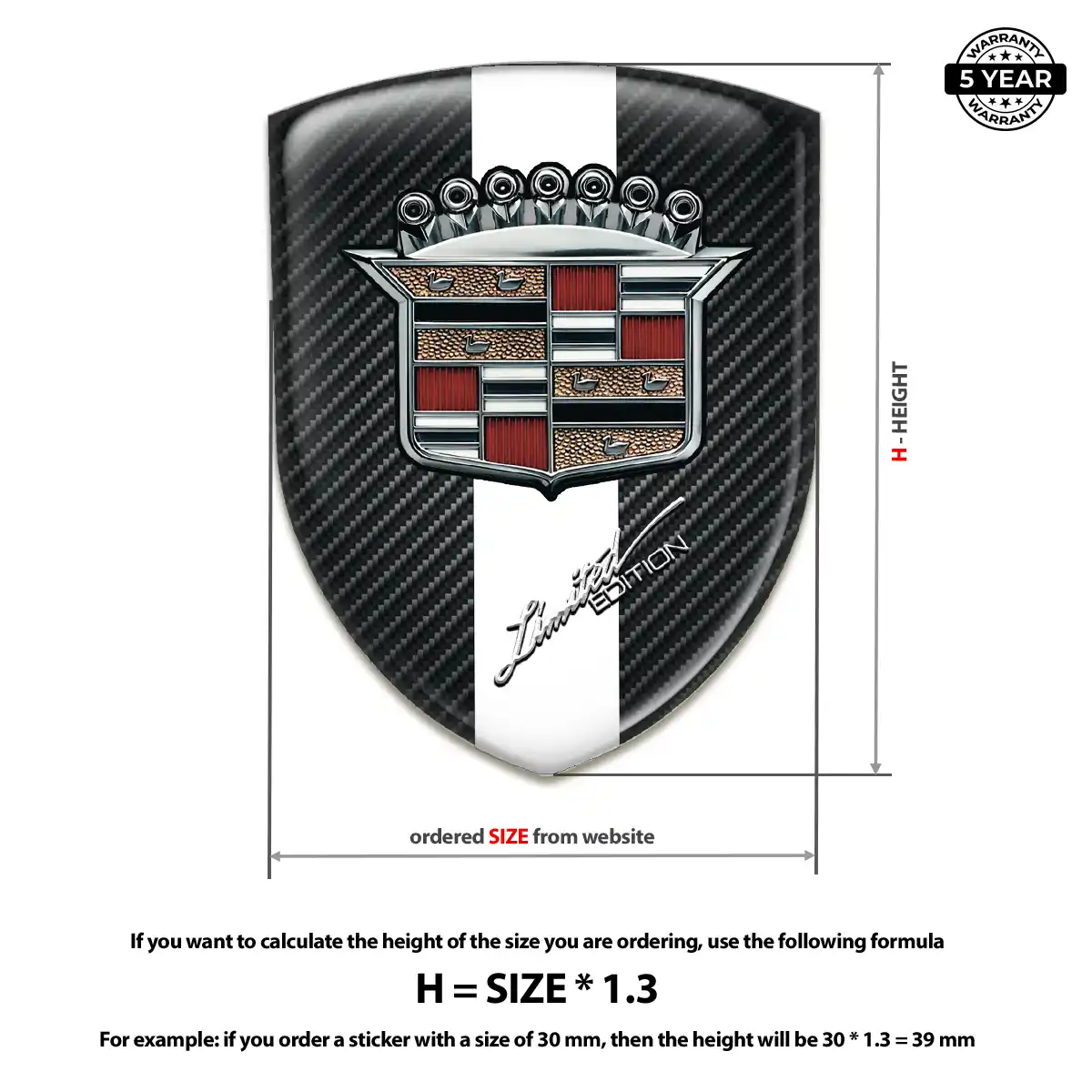 Cadillac 3D Domed Sticker Auto Tuning