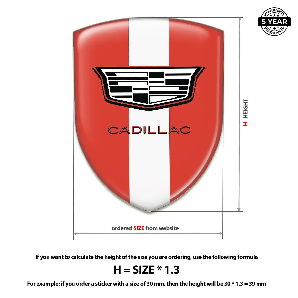 Cadillac 3D Domed Sticker Branded Line