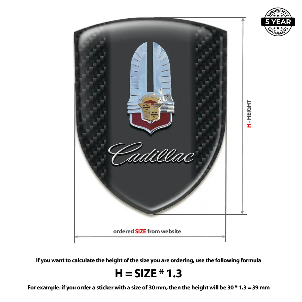 Cadillac 3D Domed Sticker Exterior Luxe
