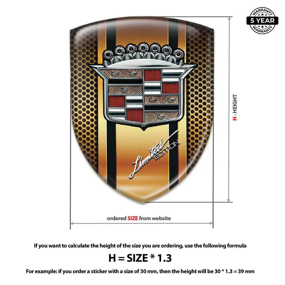 Cadillac 3D Domed Sticker Opulent Line
