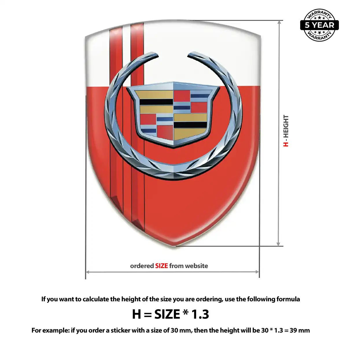 Cadillac 3D Domed Sticker Premium Dome
