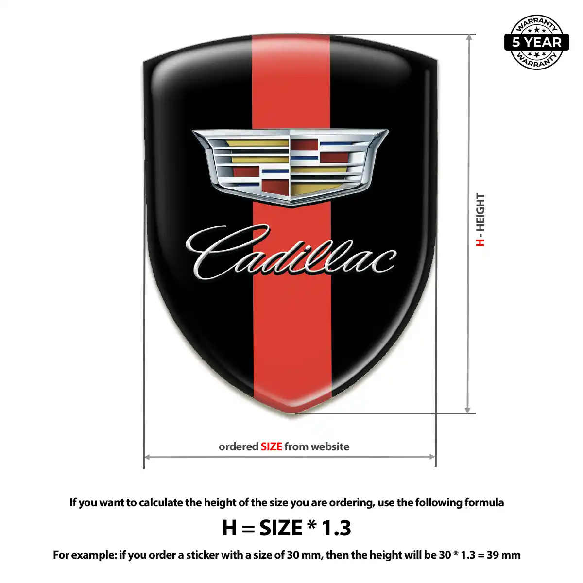 Cadillac 3D Domed Sticker Refined Design