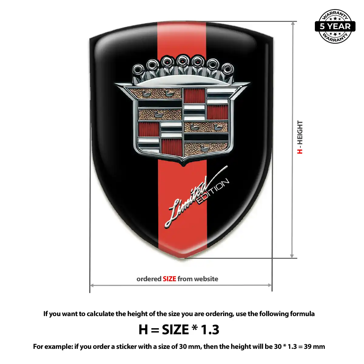 Cadillac 3D Domed Sticker Resin Luxe