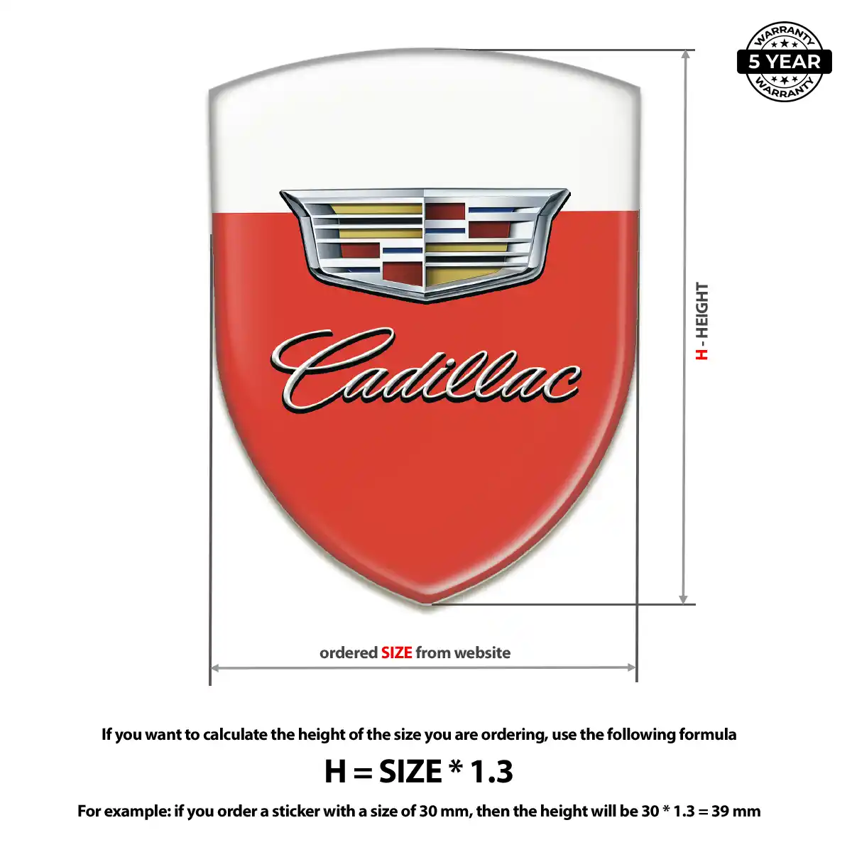 Cadillac 3D Domed Sticker Signature Grade