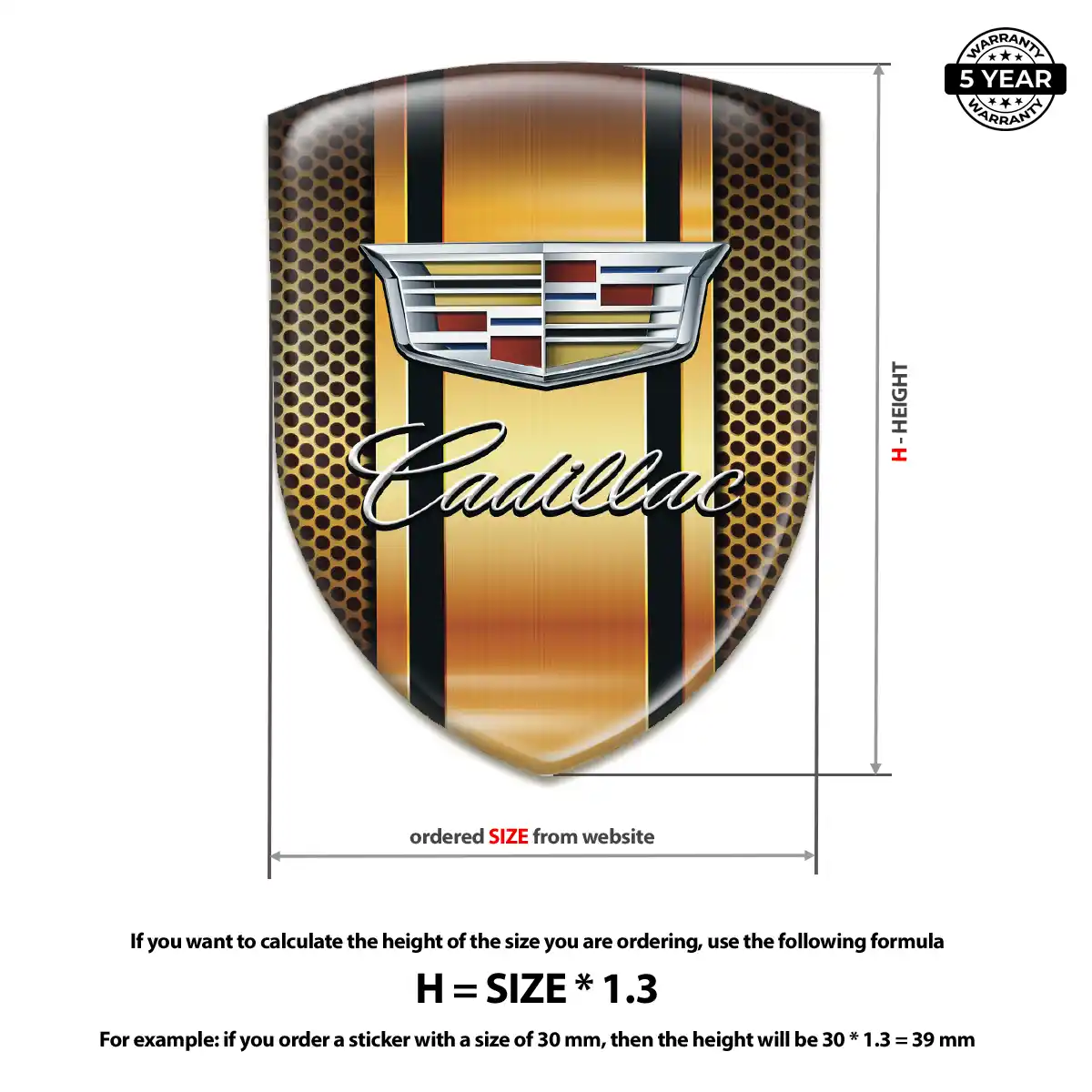 Cadillac 3D Emblem Sticker Branded Line