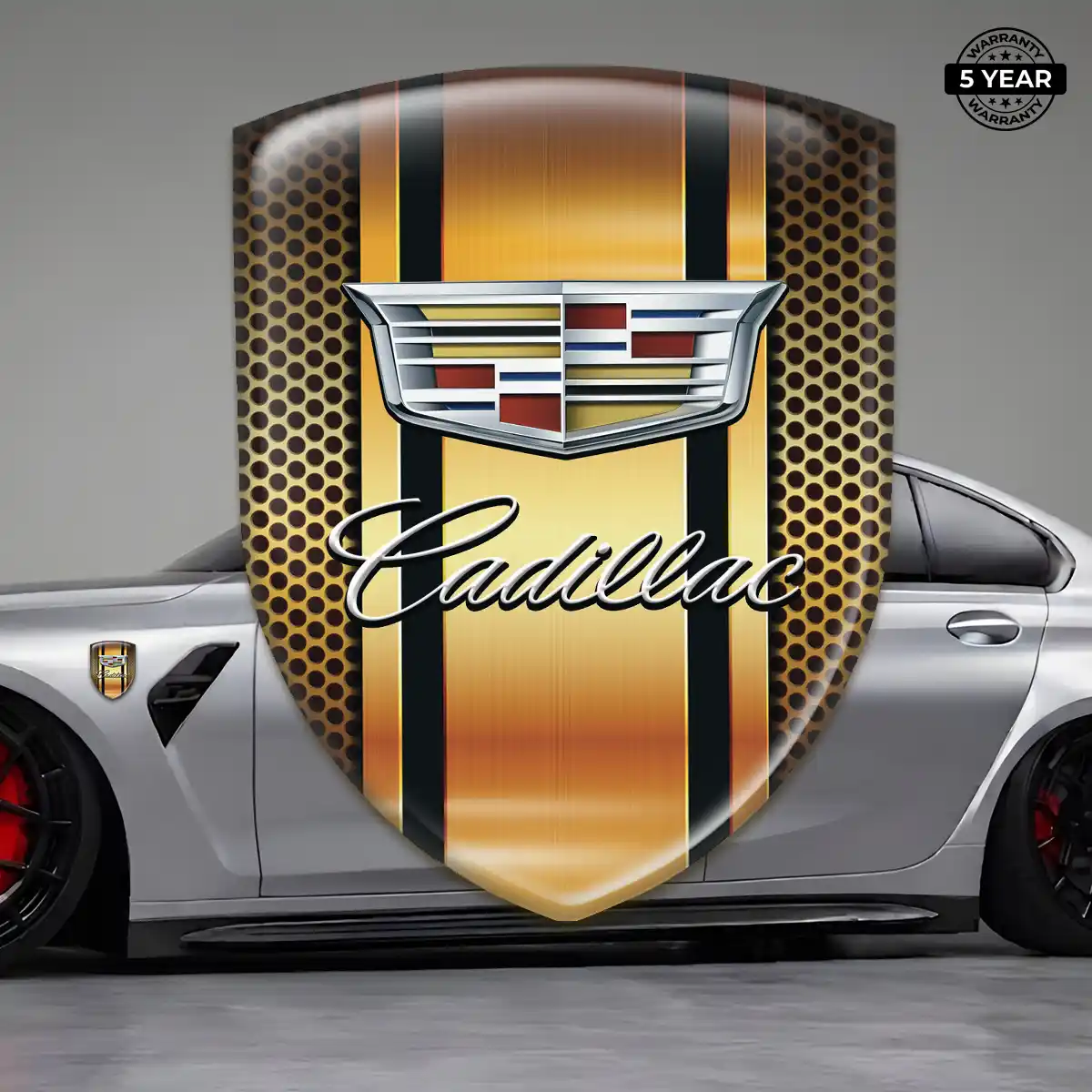 Cadillac 3D Emblem Sticker Branded Line