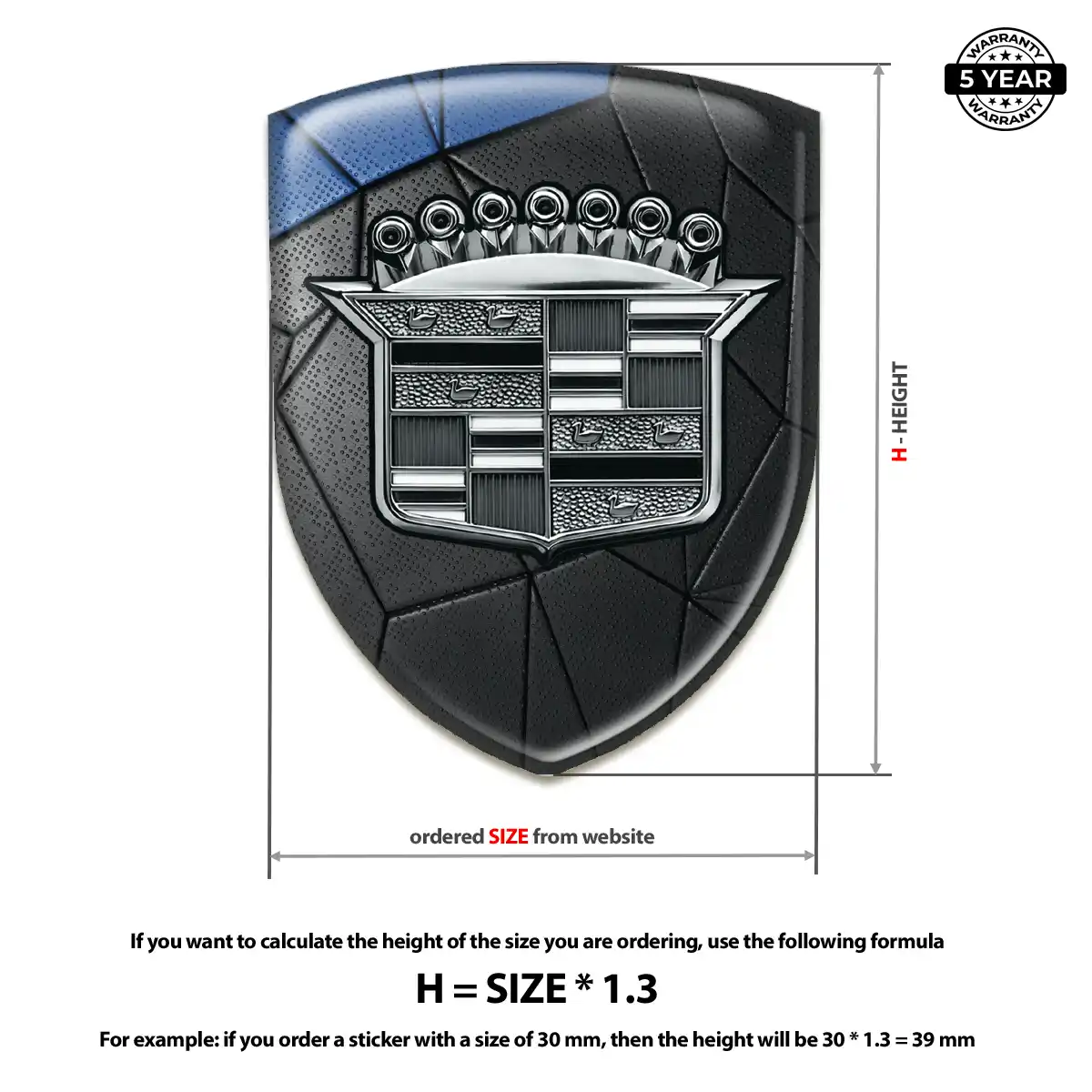 Cadillac 3D Emblem Sticker Performance Style