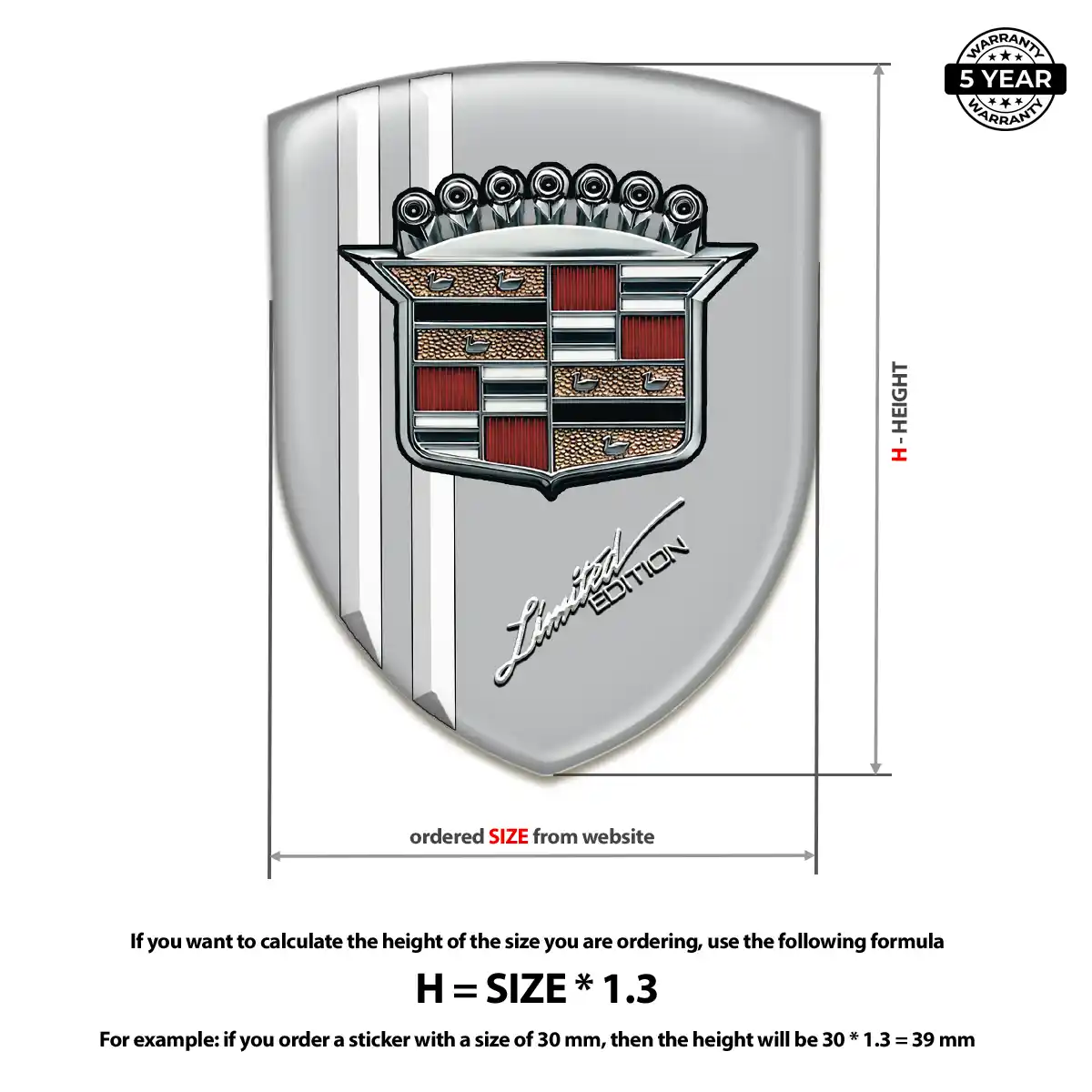 Cadillac 3D Emblem Sticker Premium Dome