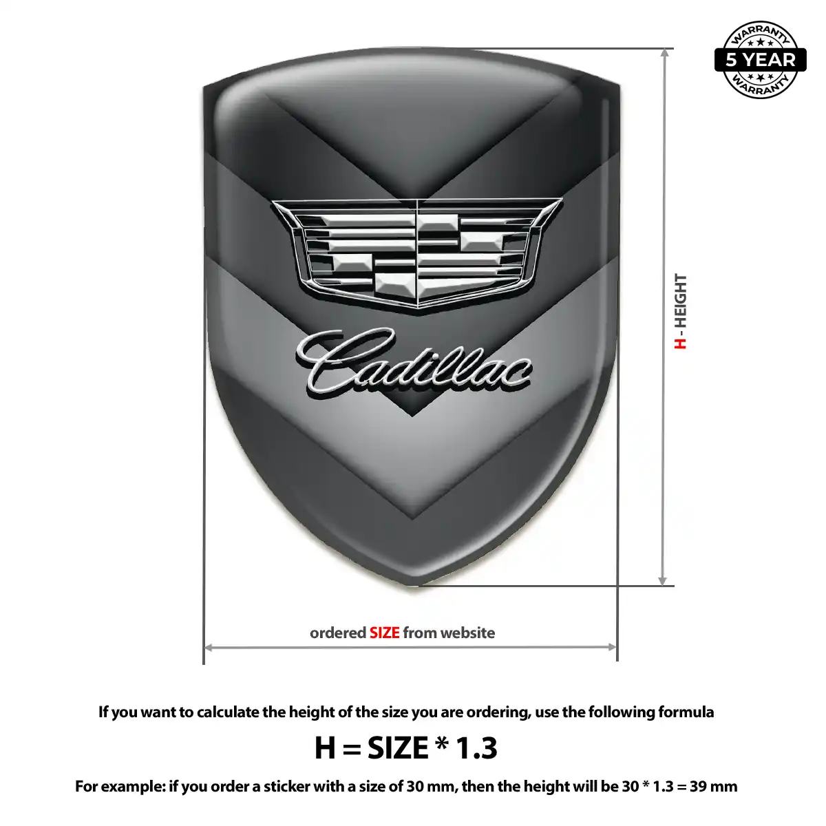 Cadillac 3D Emblem Sticker Resin Elite