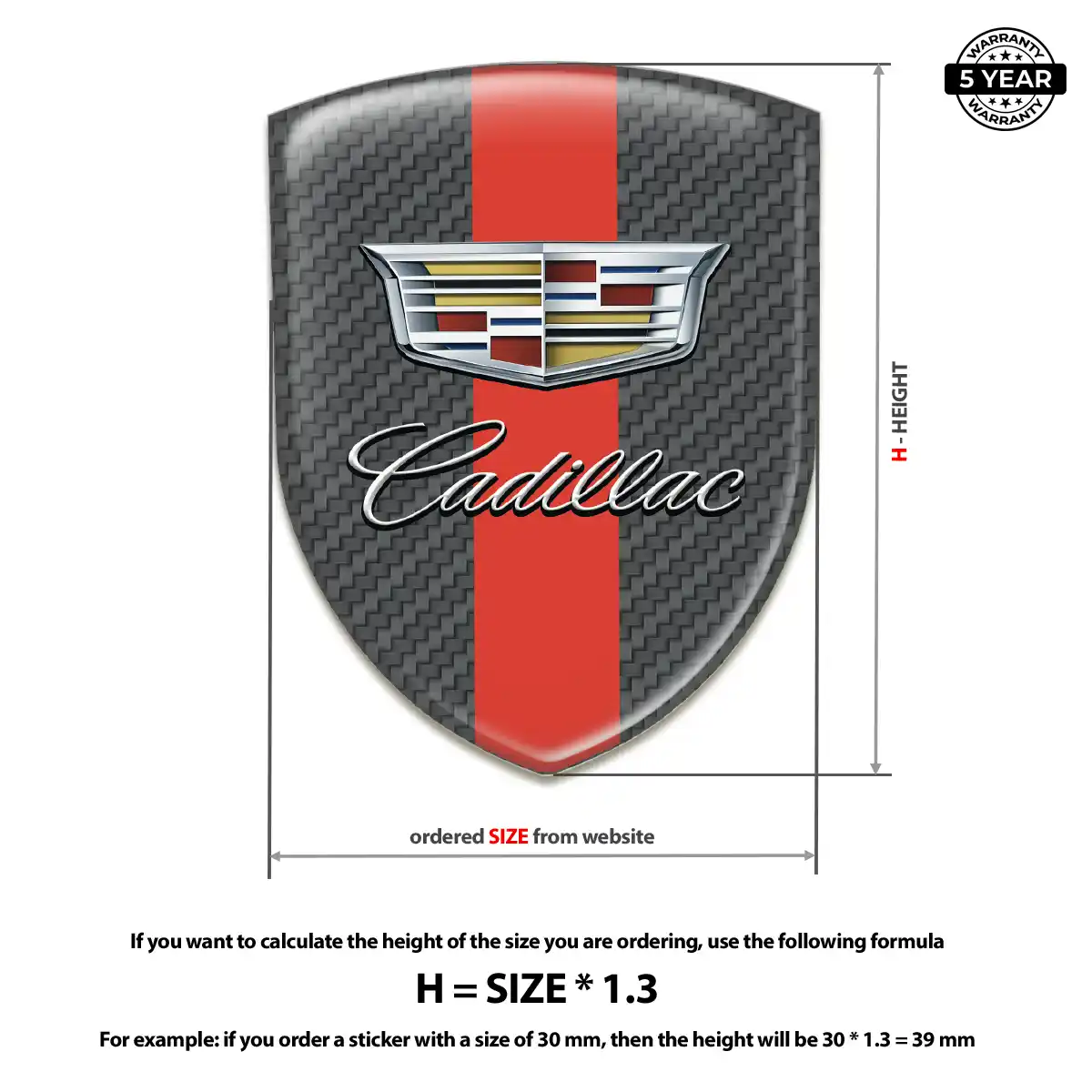 Cadillac 3D Gel Sticker Exterior Luxe