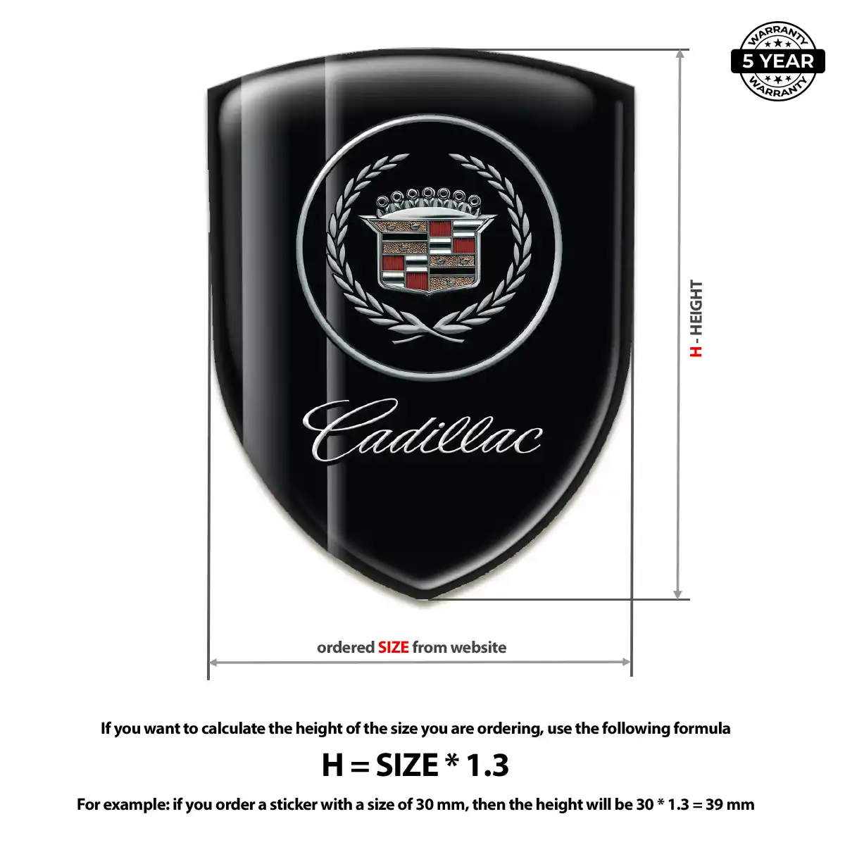 Cadillac 3D Gel Sticker Performance Style