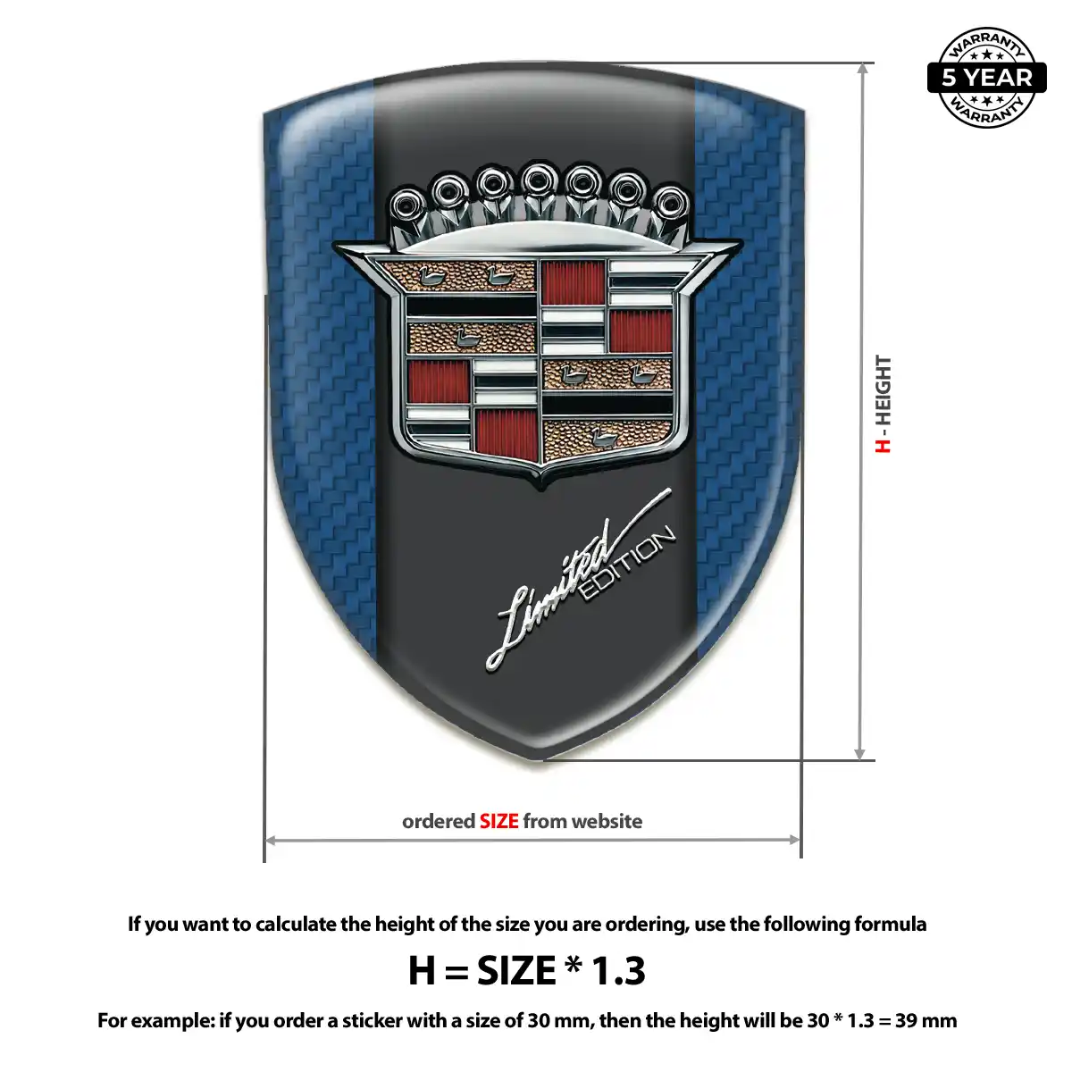 Cadillac 3D Logo Sticker Opulent Line