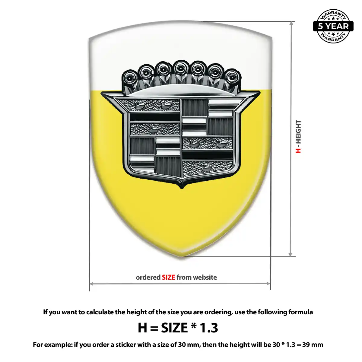 Cadillac 3D Logo Sticker Resin Luxe