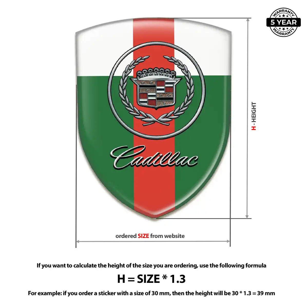Cadillac 3D Resin Sticker Branded Line