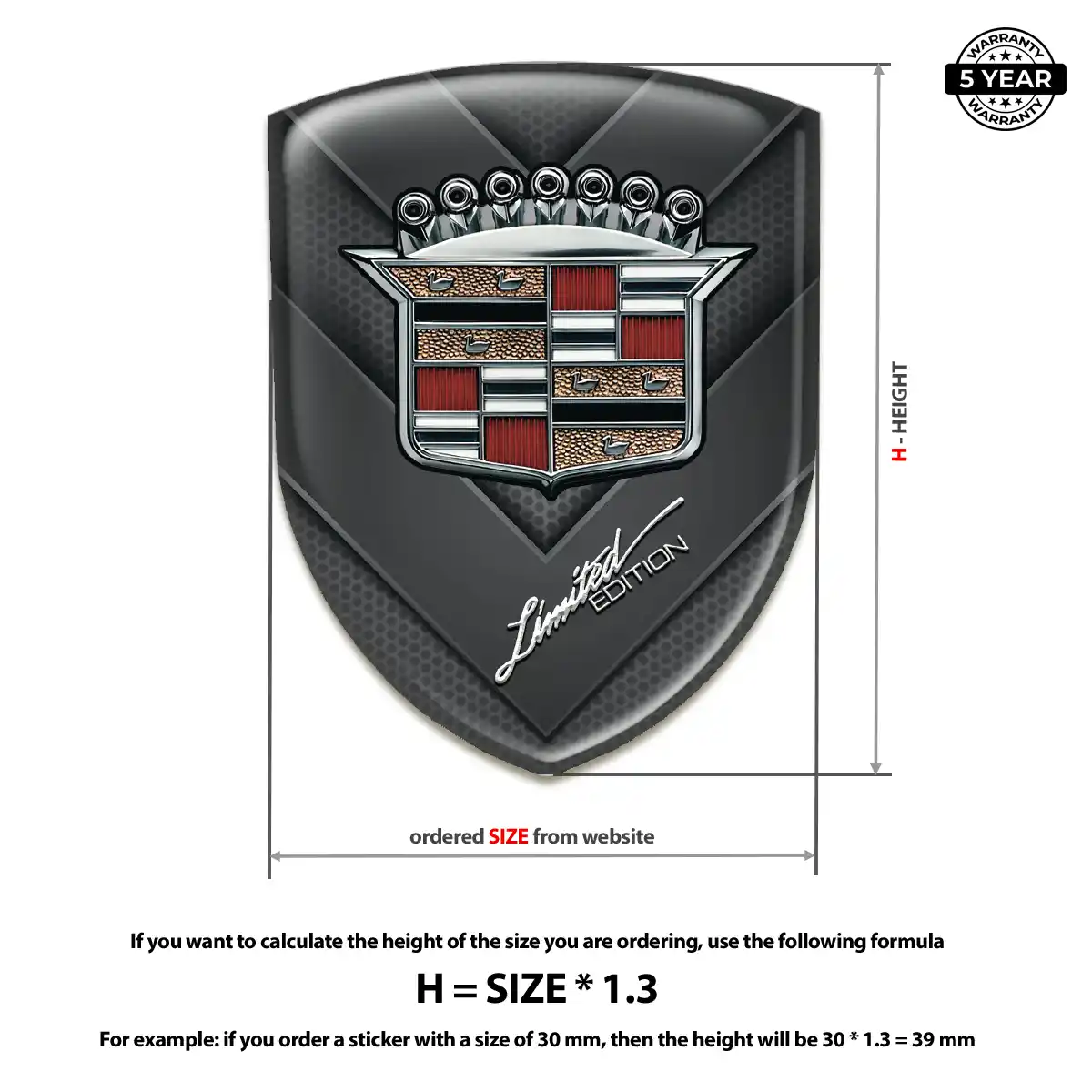 Cadillac 3D Resin Sticker Deluxe Edition
