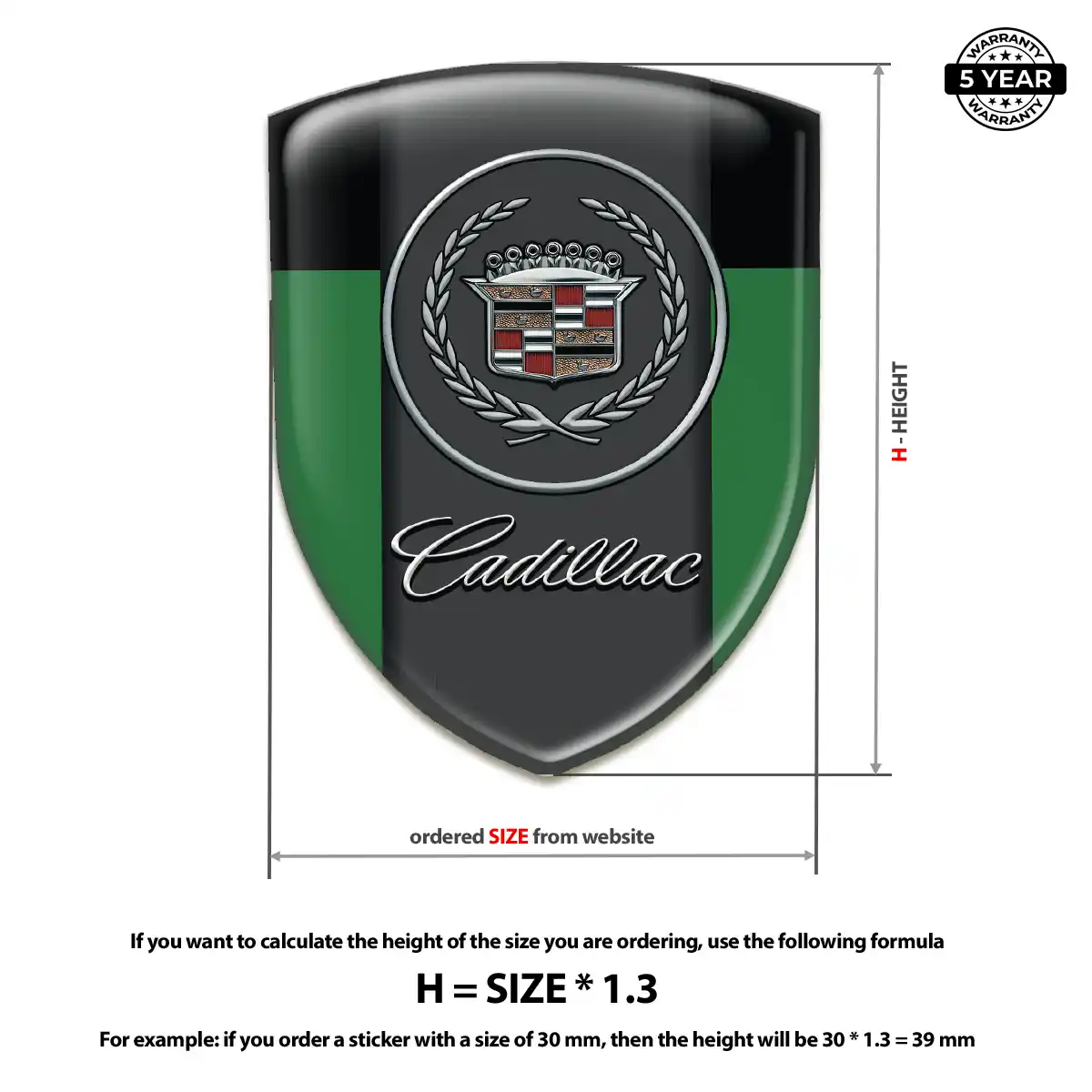 Cadillac 3D Resin Sticker Premium Dome