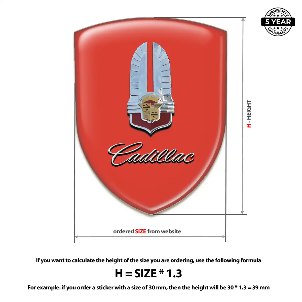 Cadillac 3D Resin Sticker Refined Design
