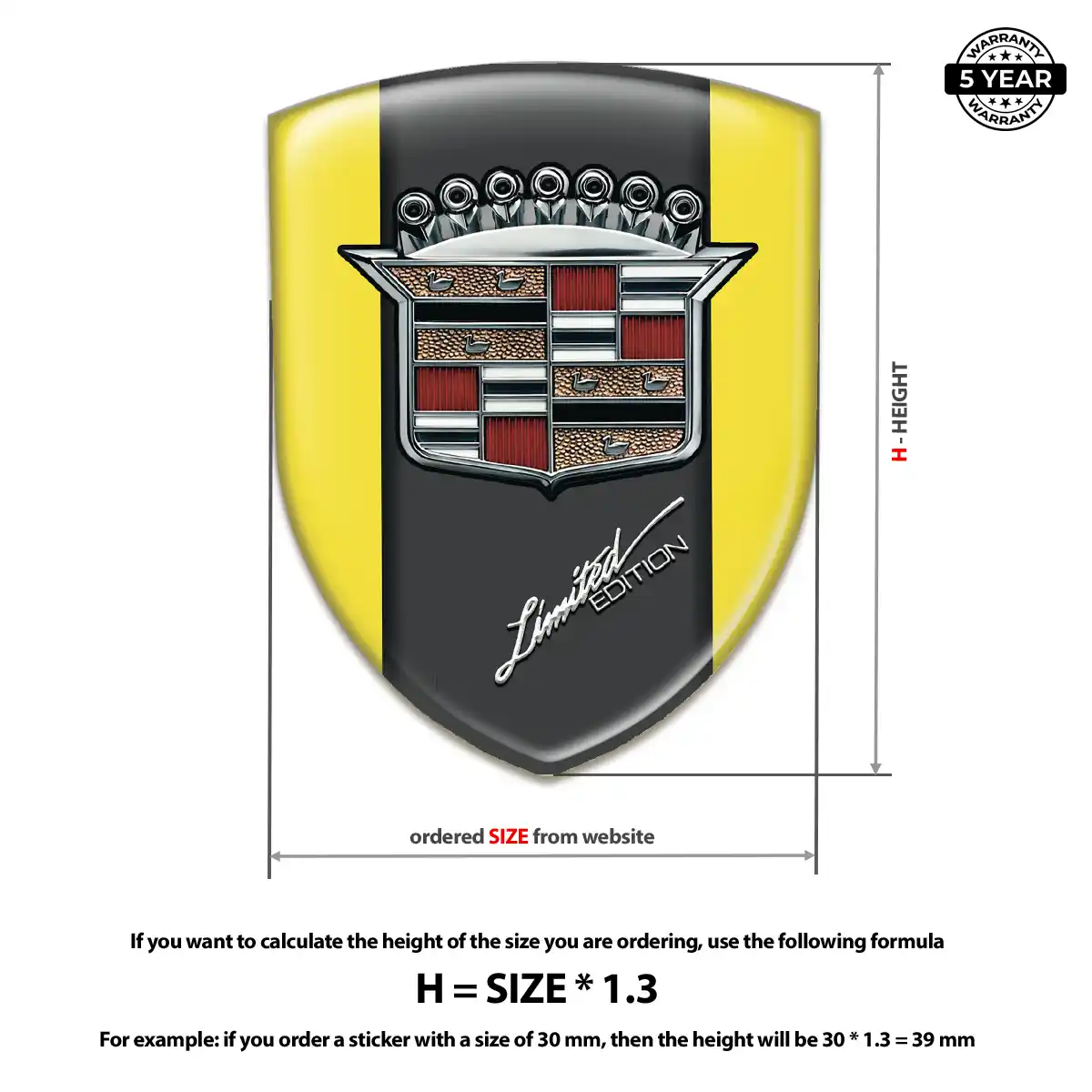 Cadillac 3D Resin Sticker Resin Luxe