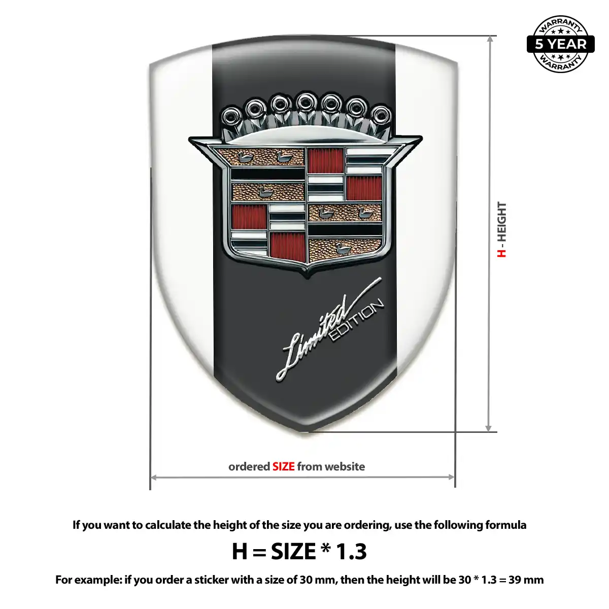 Cadillac Automotive Emblem Sticker Premium Dome