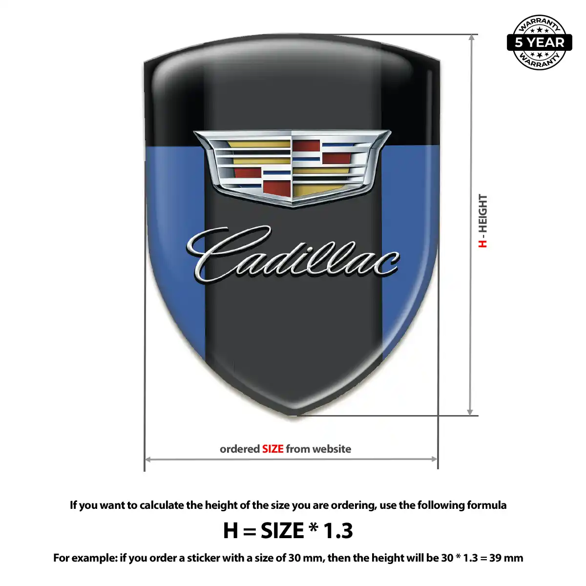 Cadillac Automotive Emblem Sticker Resin Luxe