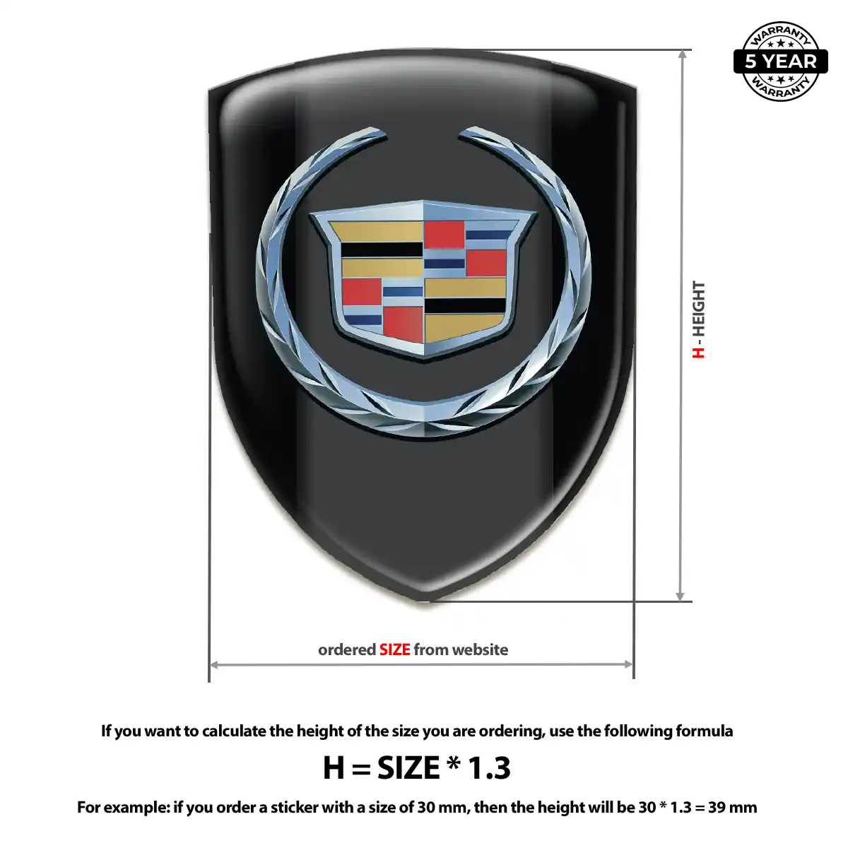 Cadillac Automotive Logo Sticker Resin Luxe