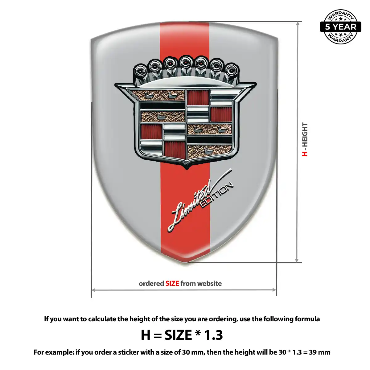 Cadillac Automotive Resin Decal Premium Dome