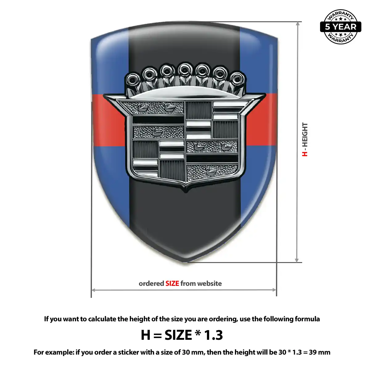 Cadillac Car Badge Sticker Branded Line