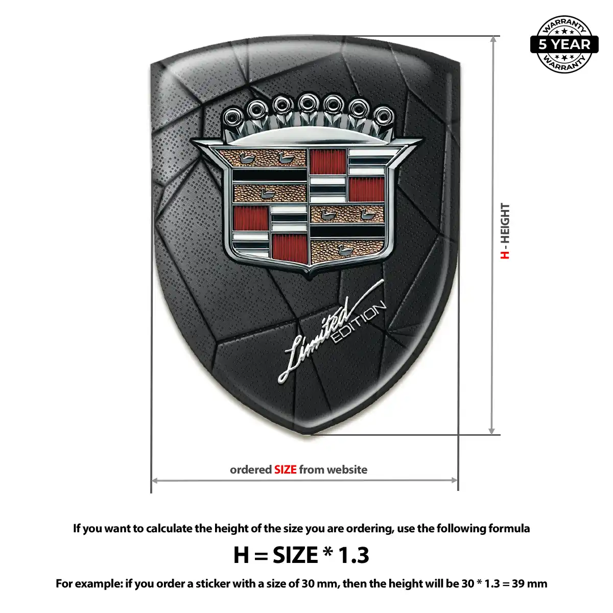 Cadillac Car Badge Sticker Performance Style