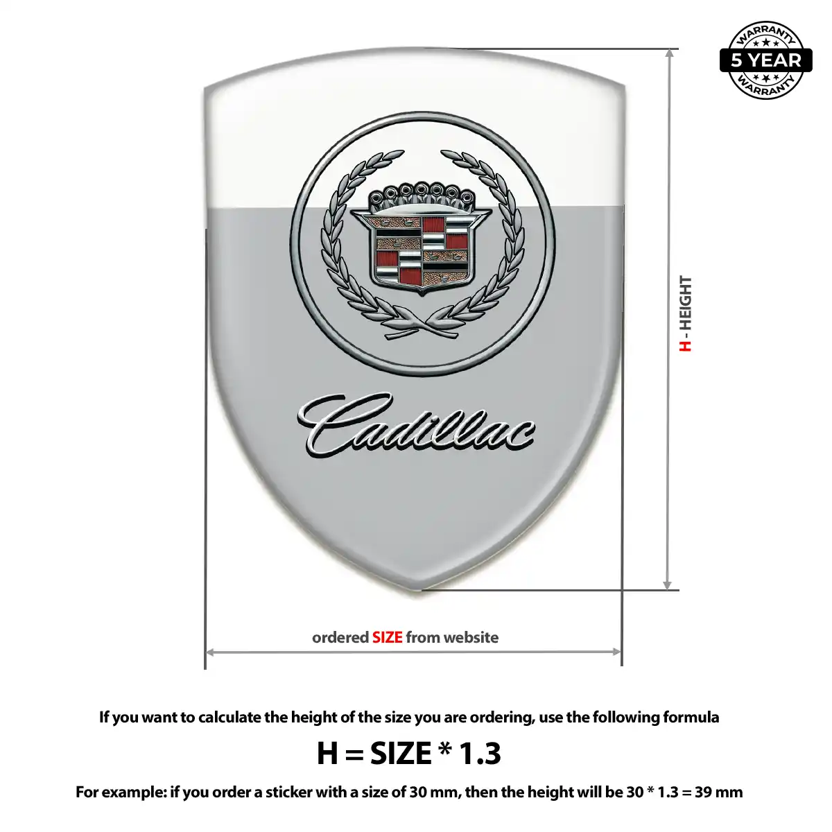 Cadillac Car Emblem Decal Elite Finish