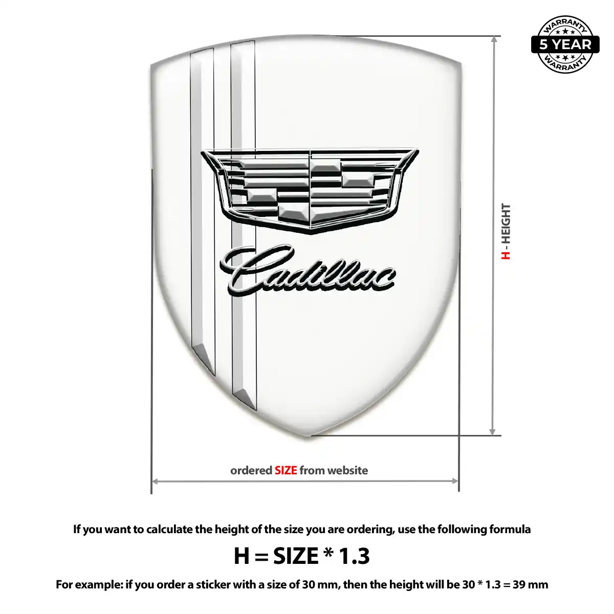 Cadillac Car Emblem Decal Premium Dome