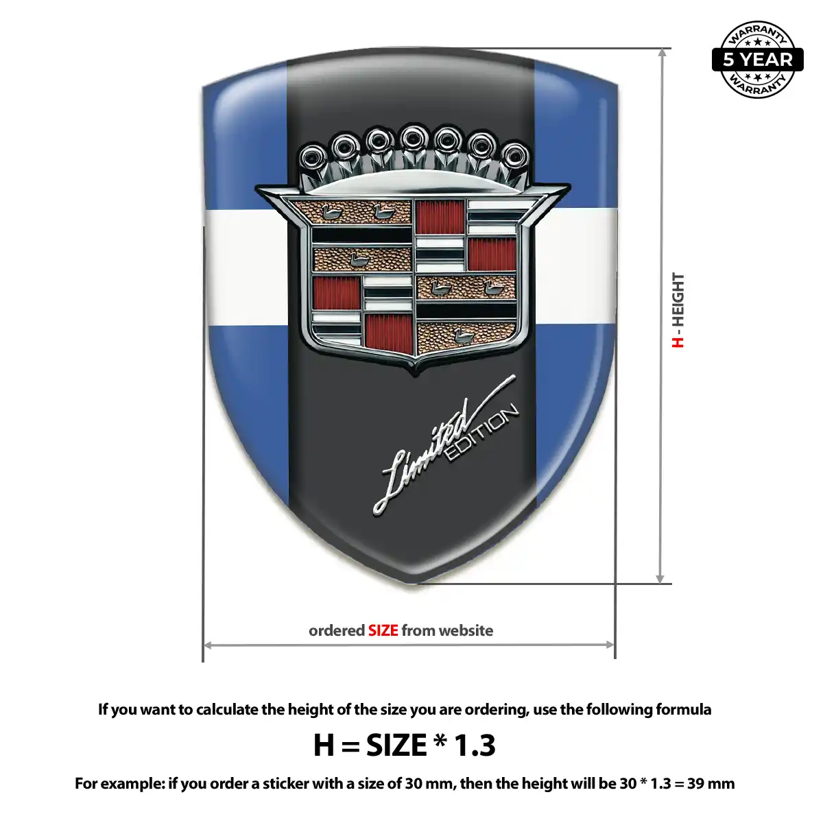 Cadillac Car Emblem Decal Resin Elite
