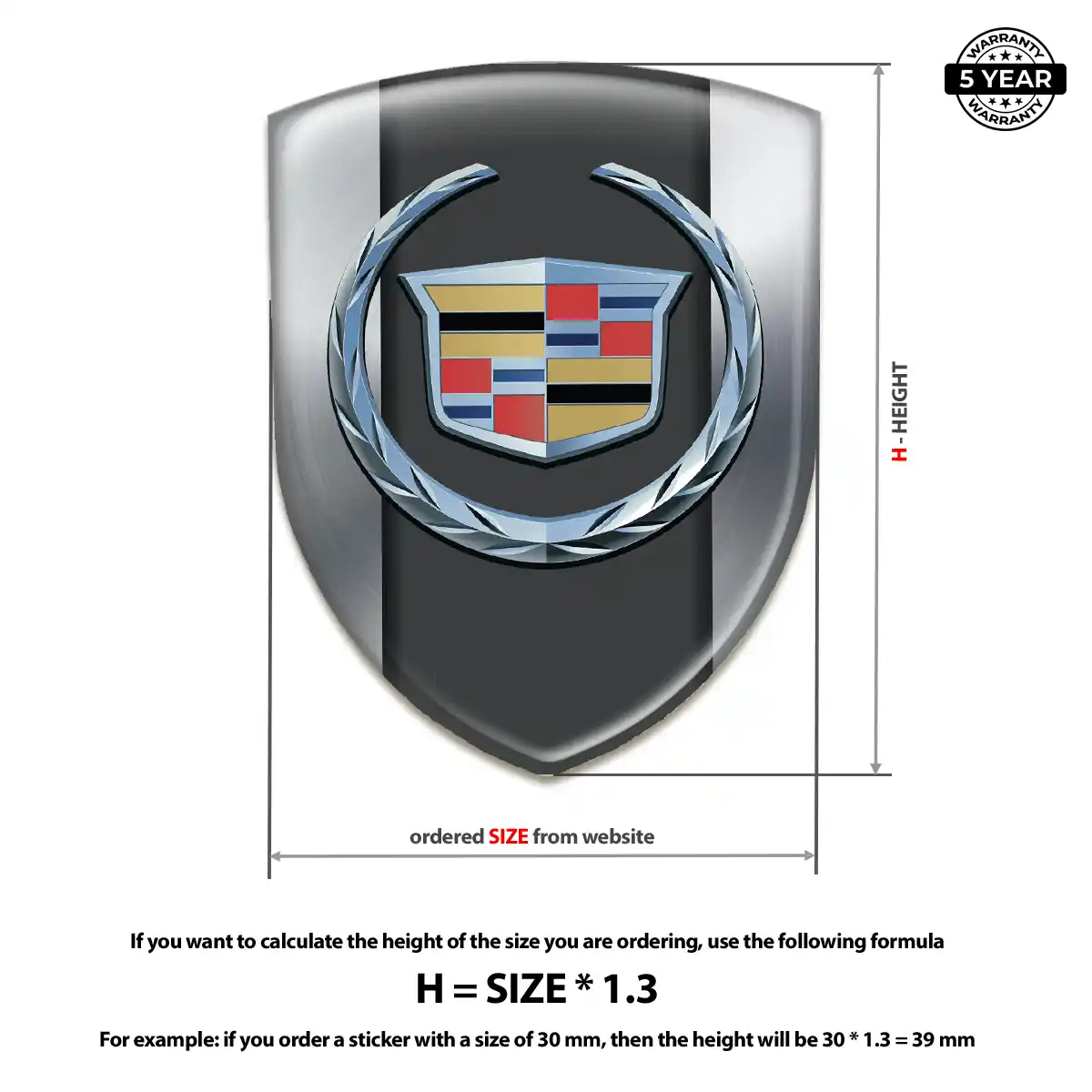 Cadillac Car Emblem Overlay Premium Dome