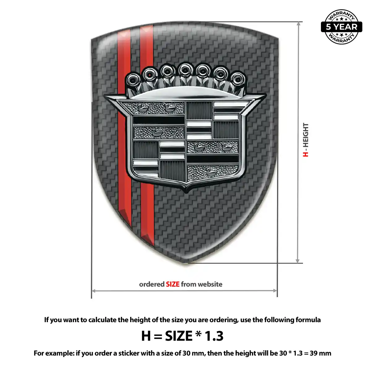 Cadillac Car Emblem Sticker Premium Dome