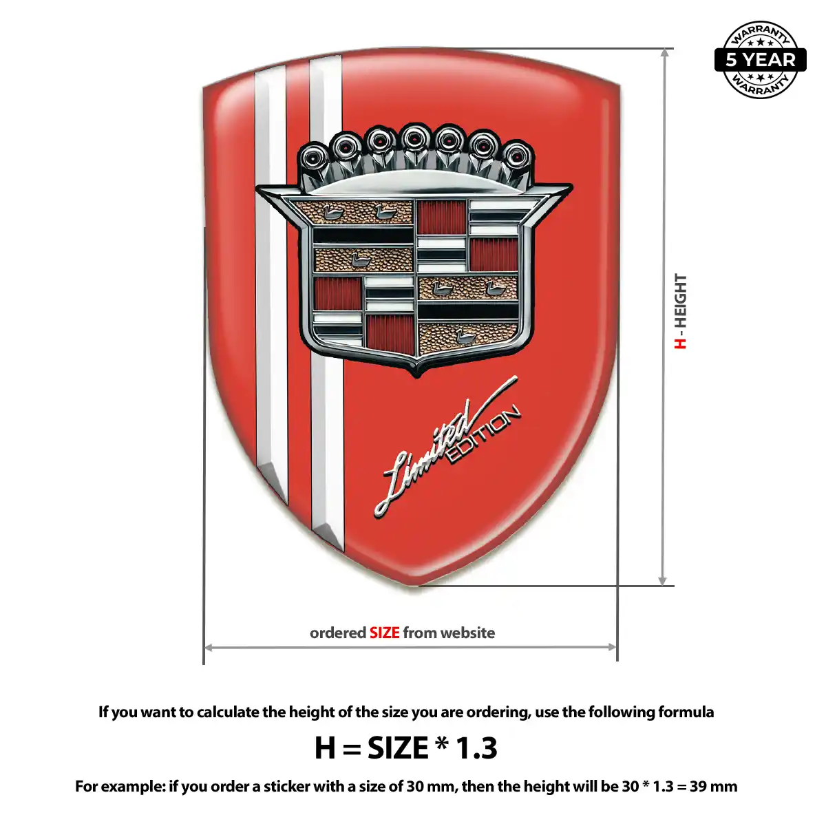 Cadillac Car Emblem Sticker Resin Luxe