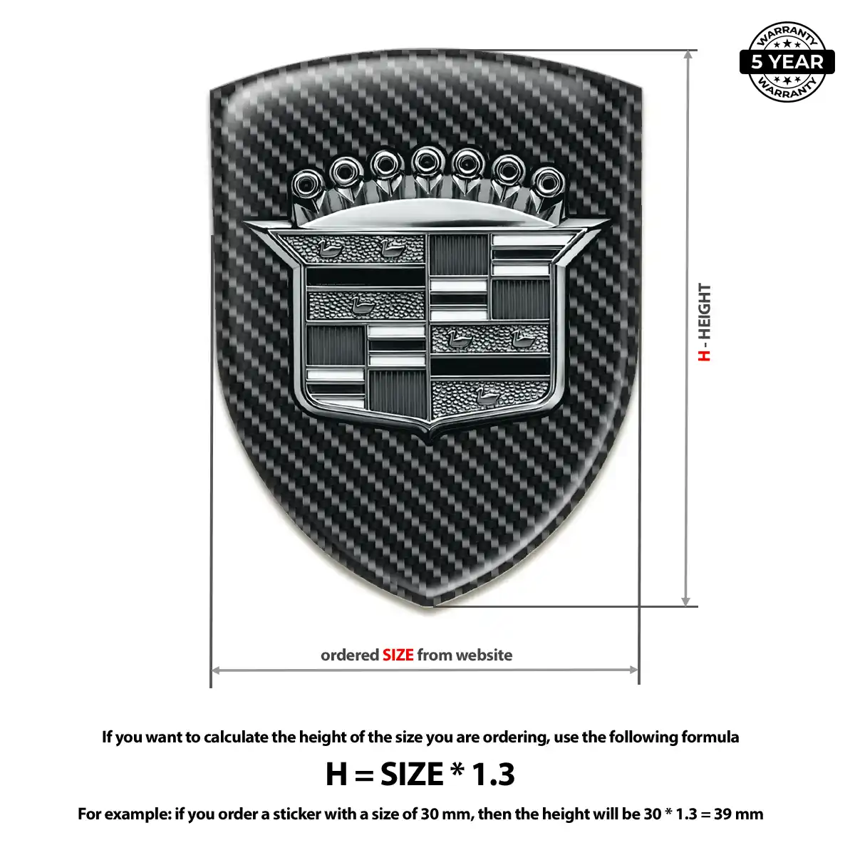Cadillac Car Logo Decal Resin Elite