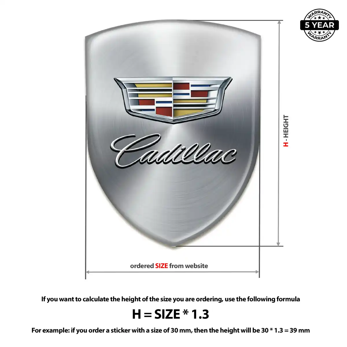 Cadillac Domed Car Sticker Deluxe Edition