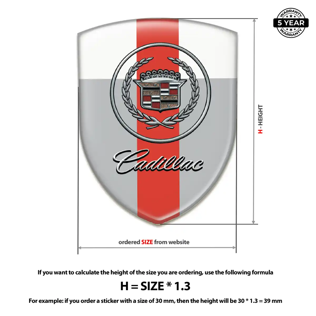Cadillac Domed Car Sticker Exterior Luxe
